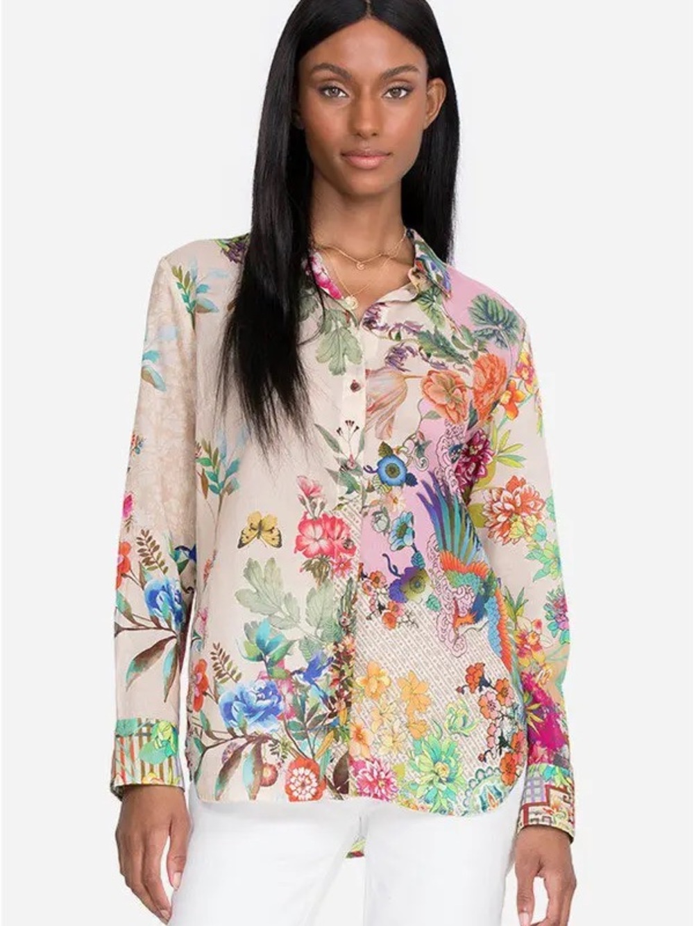 Johnny Was Mc Dreamer Floral Button Down Shirt Sz S